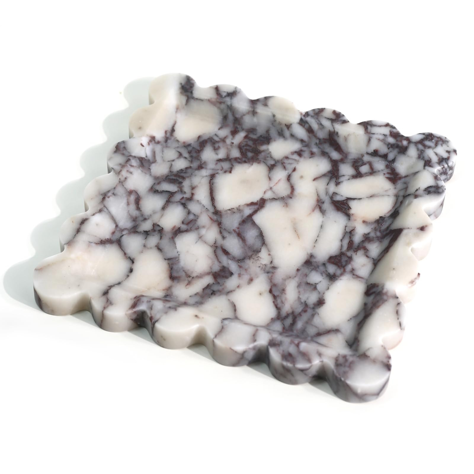 Natural 100% Marble Vanity Tray Luxury Scalloped Marble Storage Square Rectangle Tray for Home De... | Amazon (US)