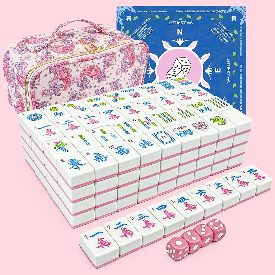 American Mahjong Tile Set, 166 Pink Tiles (1.2”), Mahjong Tile Set with Carrying Bag and Other ... | Amazon (US)