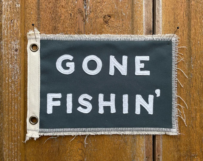 Vintage Inspired 'Gone Fishin\u2019' Camp Flag: Lake House Wall Decor | Etsy (Global)