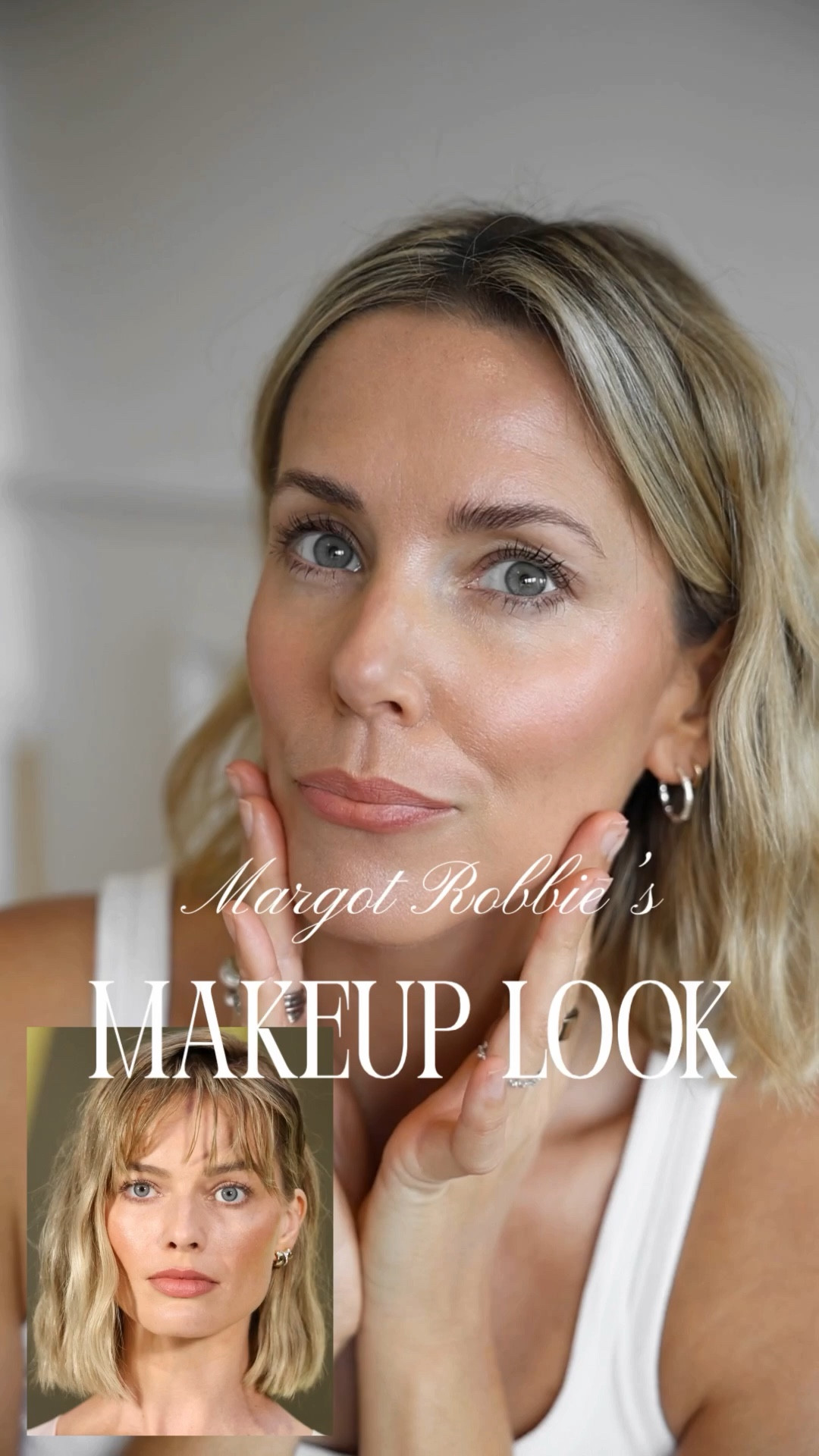 Margot Robbie makeup, easy spring makeup. 

Estée Lauder double wear 3N1 
By Terry Concealer shade Cream Beige 
Merit Bronze Balm shade Seine
Rhode Pocket blush shade 
Ilia Hydrating Lip Pencil shade Banquette 

#LTKspring #LTKuk #LTKbeauty