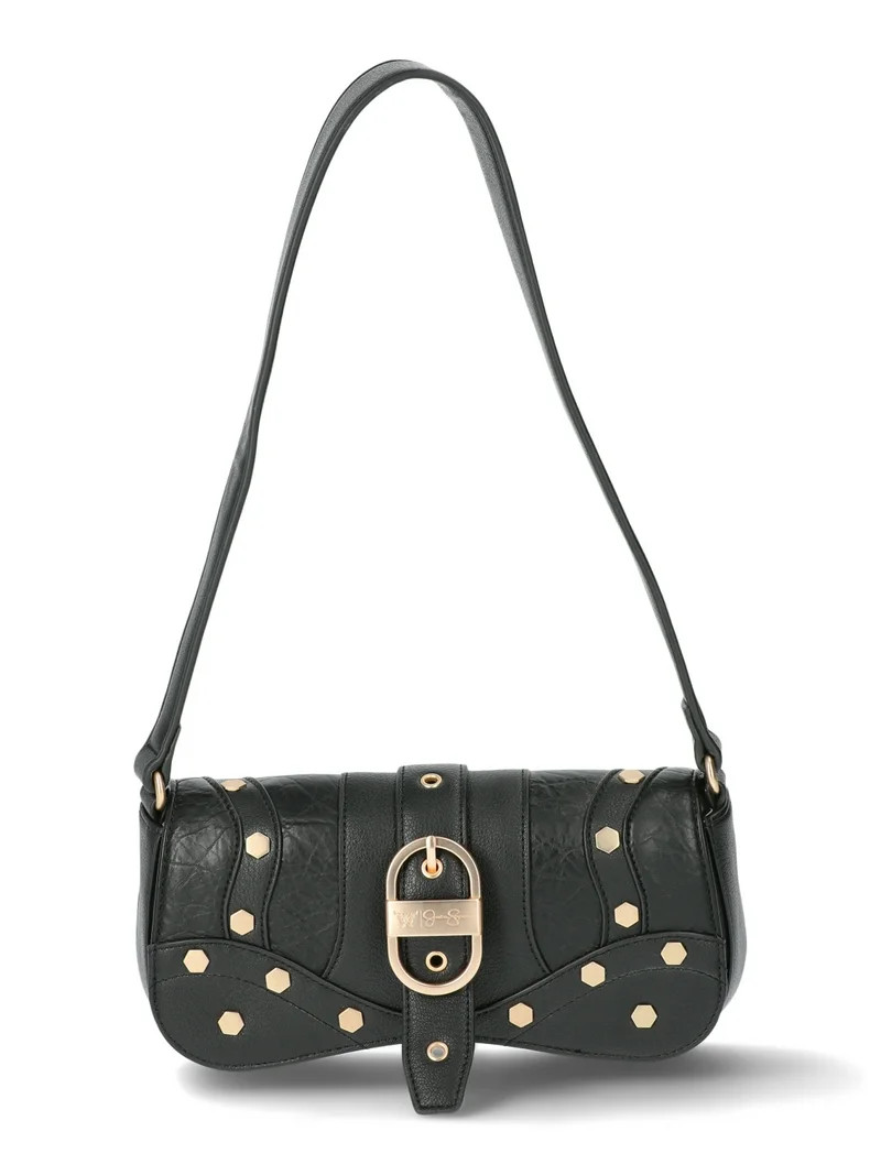 Jessica Simpson Women's Courtney Faux Leather Flap Shoulder Handbag, Meteorite - Walmart.com | Walmart (US)