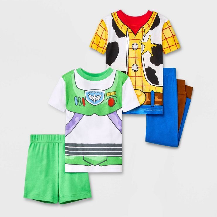 Toddler Boys' 4pc Toy Story Buzz and Woody Uniform Snug Fit Pajama Set - Green | Target