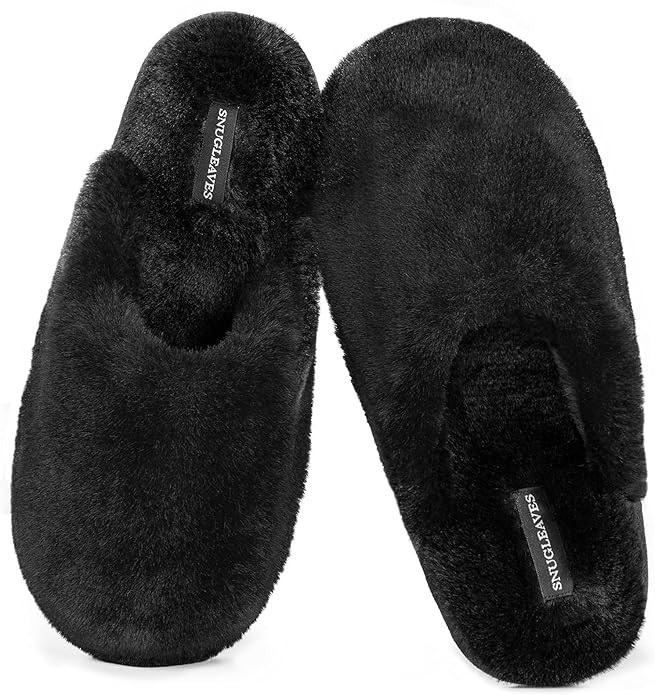 Snug Leaves Women's Fuzzy Scuff Slippers Soft Comfy Memory Foam Non-slip Indoor House Shoes | Amazon (US)