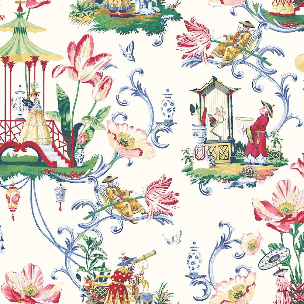 Harrison Howard - Peel and Stick Wallpaper, Chinoiserie Wallpaper for Bedroom, Powder Room, Kitch... | Amazon (US)