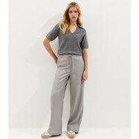 Women's Light Grey Tie Waist Wide Leg Trousers New Look | New Look (UK)