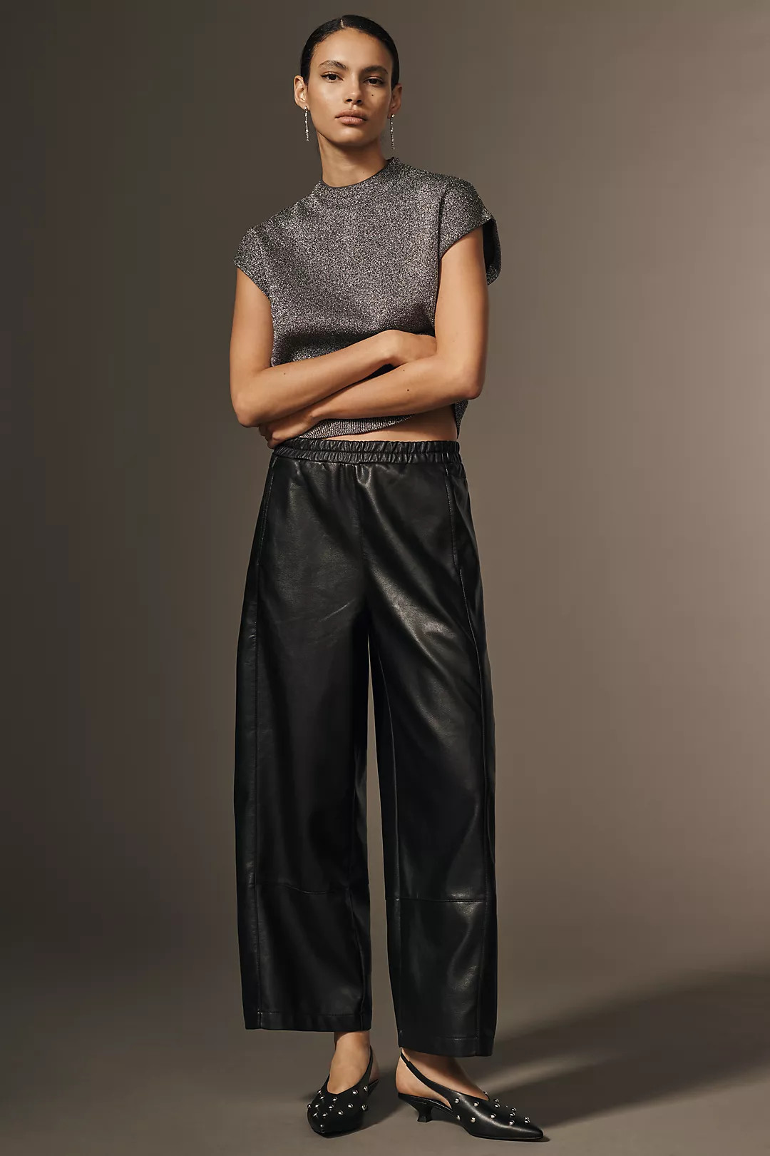 The Izzie Relaxed Pull-On Barrel Pants by Pilcro: Faux-Leather Edition | Anthropologie (US)