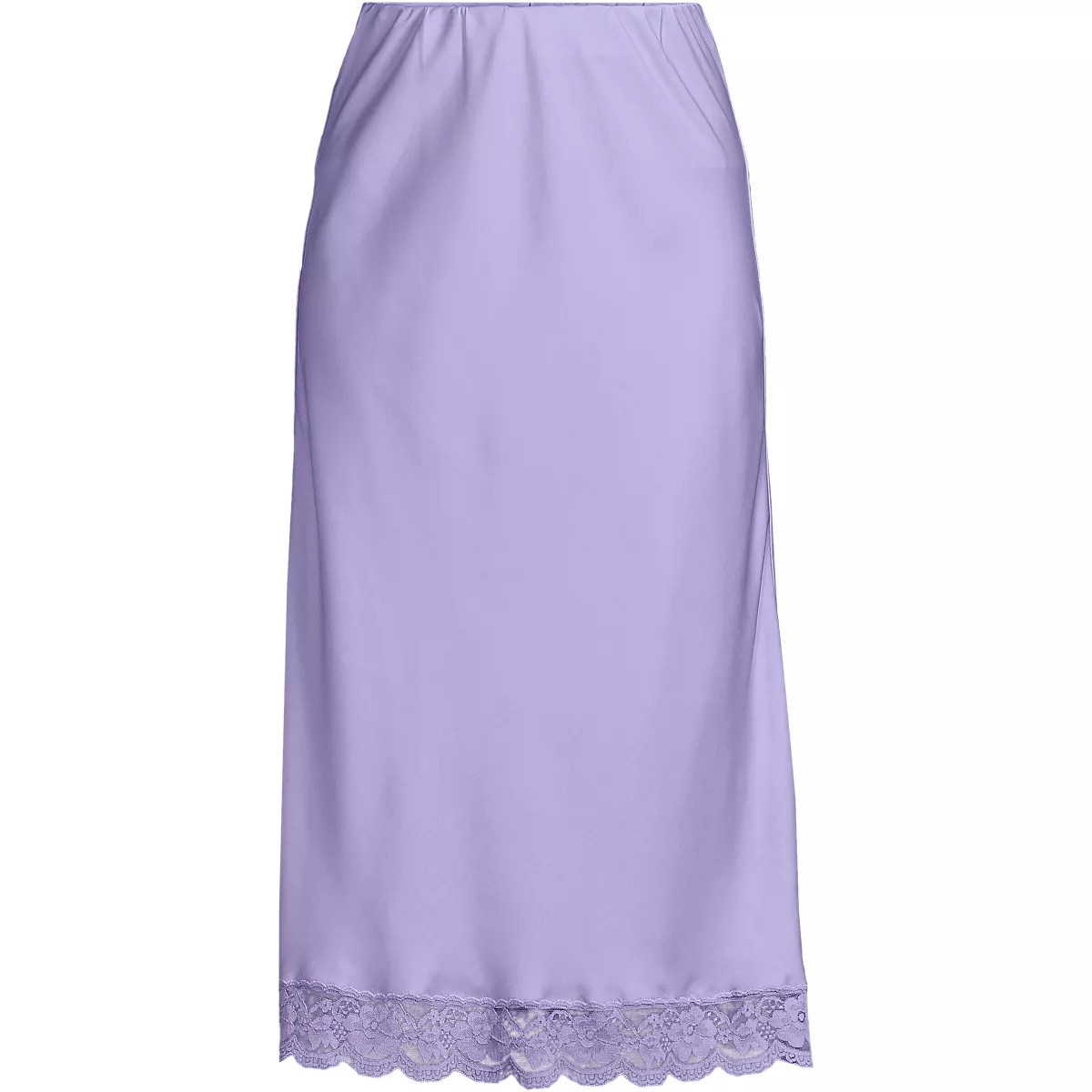Women's Satin Lace Trim Midi Skirt | Lands' End (US)
