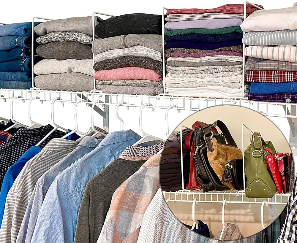 Evelots Wire Shelf Dividers -10 Pack- Closet Storage & Organization for Office/Pantry/Garage - Ta... | Amazon (US)