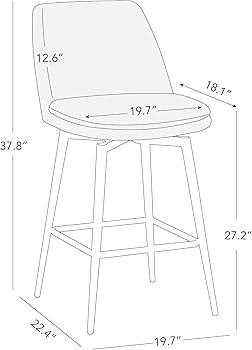 CHITA Counter Height Swivel Barstools, Upholstered Faux Leather Bar Stools Set of 2, Metal Base, ... | Amazon (US)