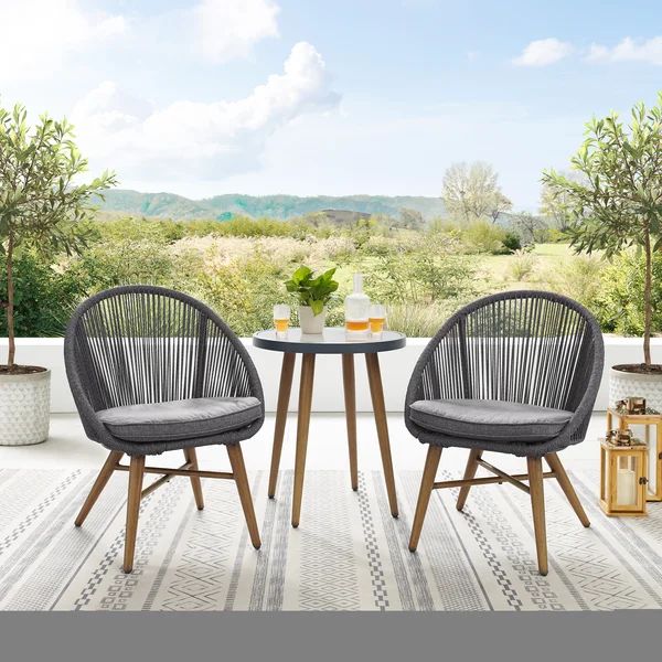 Belding Round 2 - Person Aluminum Bistro Set with Cushions | Wayfair North America