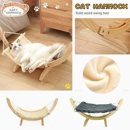 LNKOO Luxury Cat Beds Cat Hammock Pet Cots Small Dog Beds Wooden Detachable Wooden Frame Square Hang | Walmart (US)