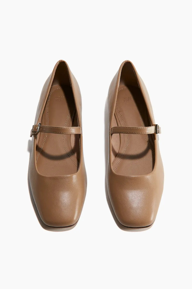 Mary Jane ballet pumps - Low heel - Dark beige - Ladies | H&M GB | H&M (UK, MY, IN, SG, PH, TW, HK)