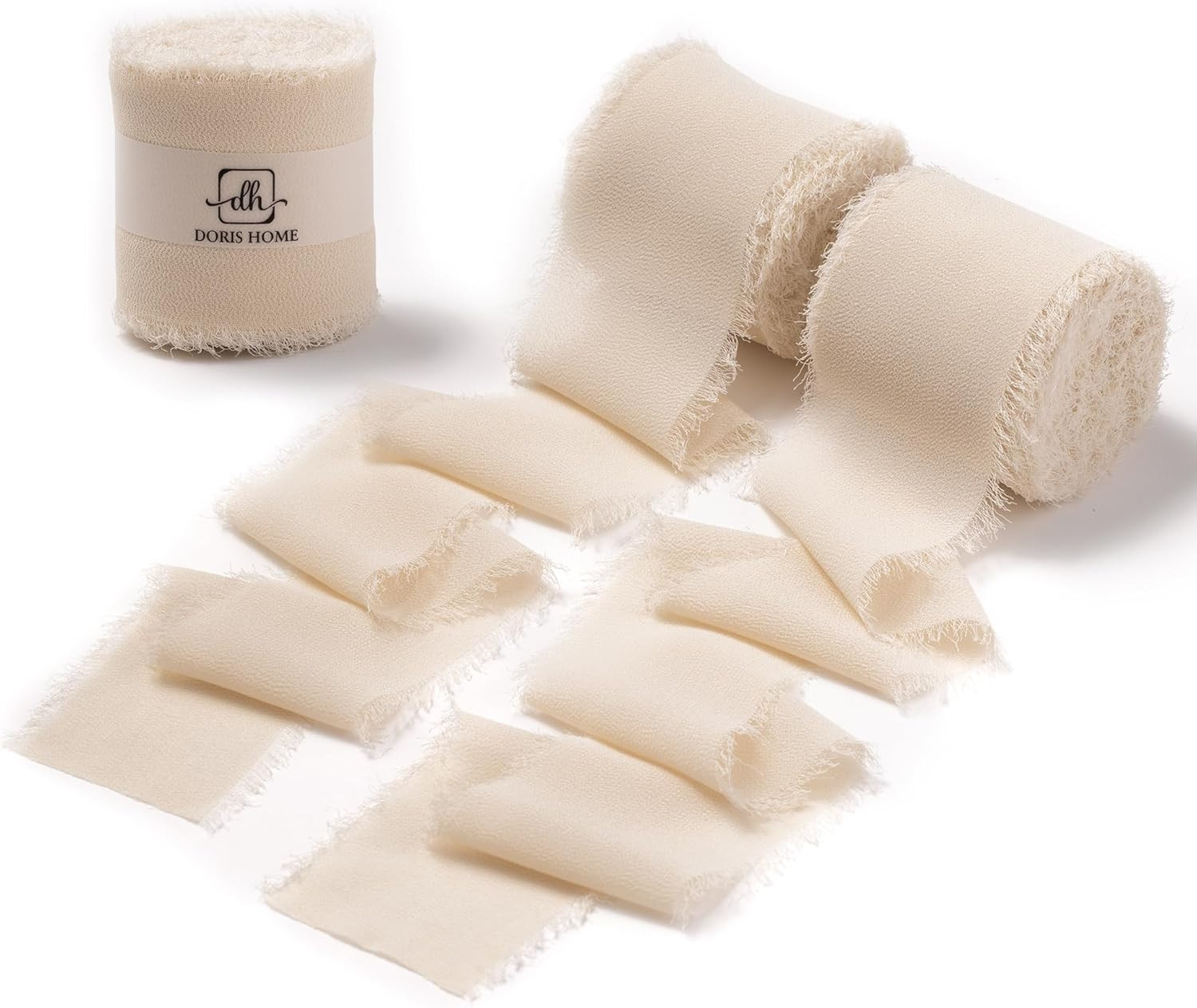 DORIS HOME Sand Chiffon Ribbon for Flower Bouquet, 2" x21Yd Fabric Ribbon for Gift Wrapping, Hand... | Amazon (US)