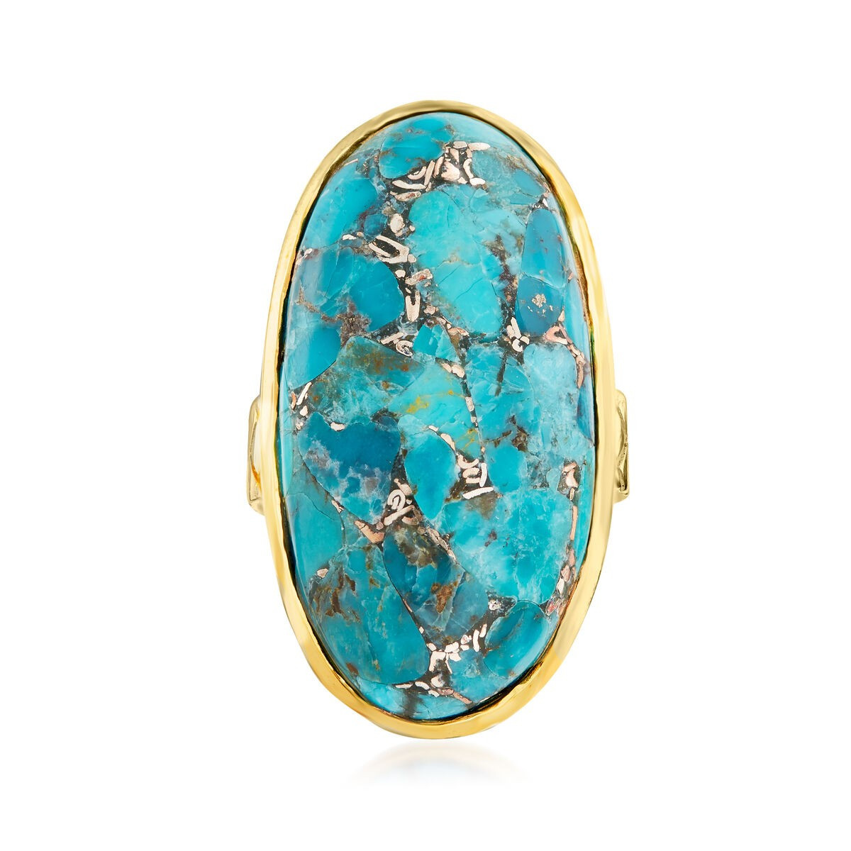 Mosaic Turquoise Ring in 18kt Gold Over Sterling. Size 6 | Ross-Simons