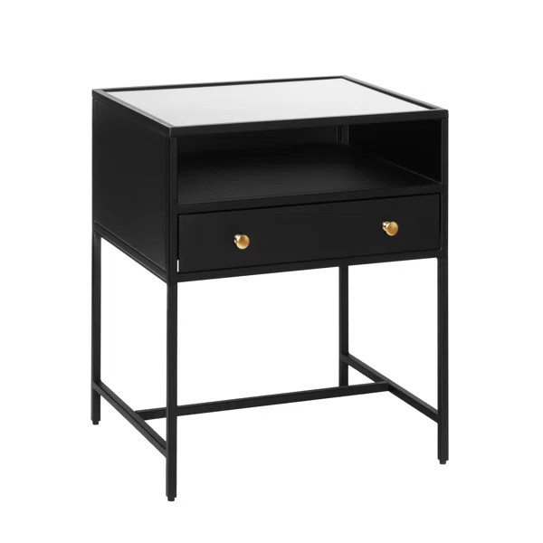 Julina 1 - Drawer 24" Tall Iron Nightstand with Glass Top | Wayfair North America