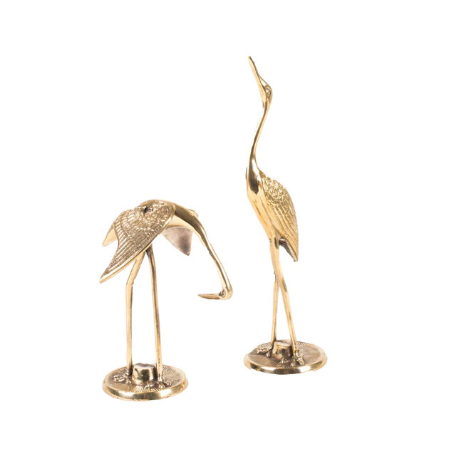 Brass Crane Sculpture - Set of 2 | Cailini Coastal