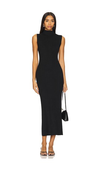 Silk Rib Mockneck Dress in Black | Revolve Clothing (Global)