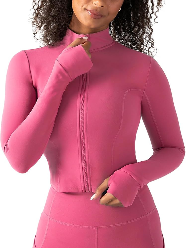 YITTY Active Women's UltraLuxe Cropped Full Zip Jacket, Athleisure, 4-Way-Stretch, Thumbholes | Amazon (US)