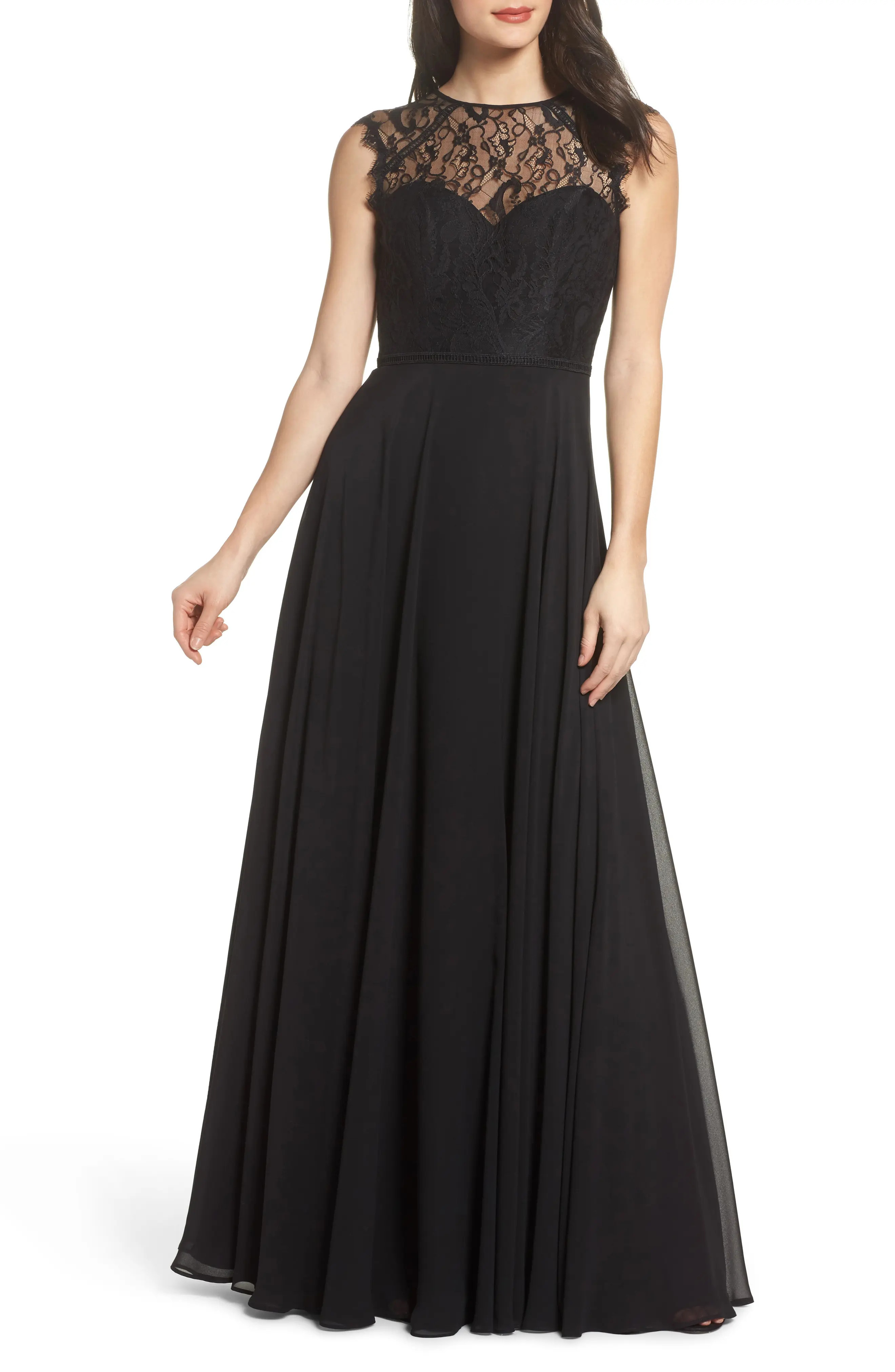 Hayley Paige Occasions Lace & Chiffon Gown | Nordstrom