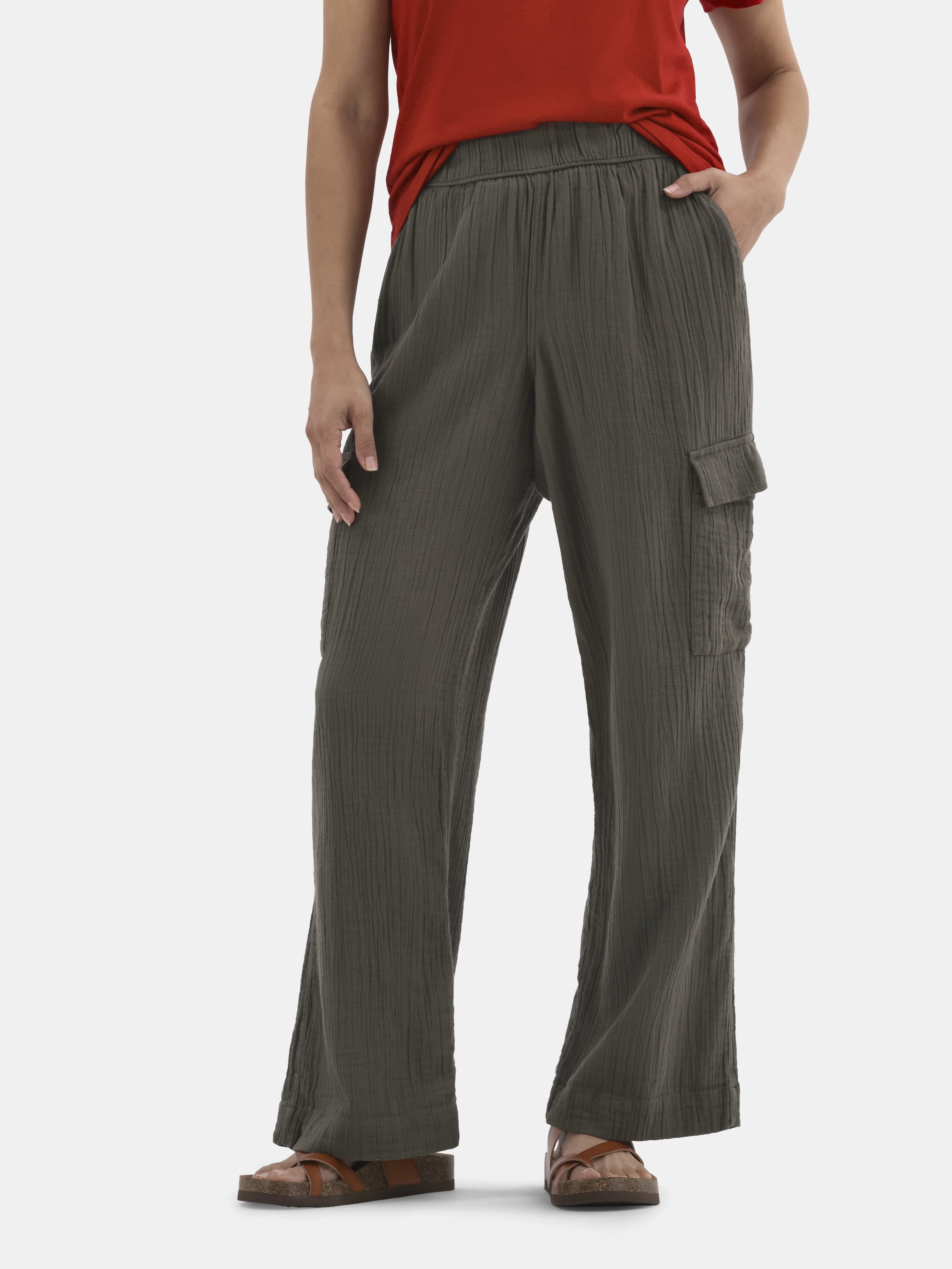Time and Tru Women's Cotton Double Cloth Cargo Pants, Sizes XS-XXXL | Walmart (US)