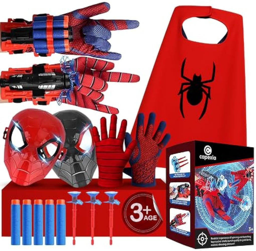 Superhero Web-Slinging Toy Set – 7-in-1 Superhero Set Includes 2 Web Shooters, 2 Hero Masks, 2 ... | Amazon (US)