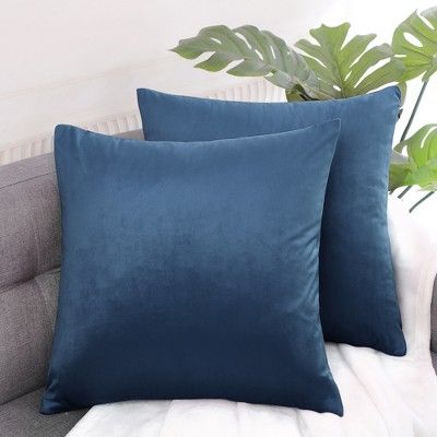 2 Pcs 18" x 18" Velvet Decorative Sofa Cushion Throw Pillow Cover - PiccoCasa | Target