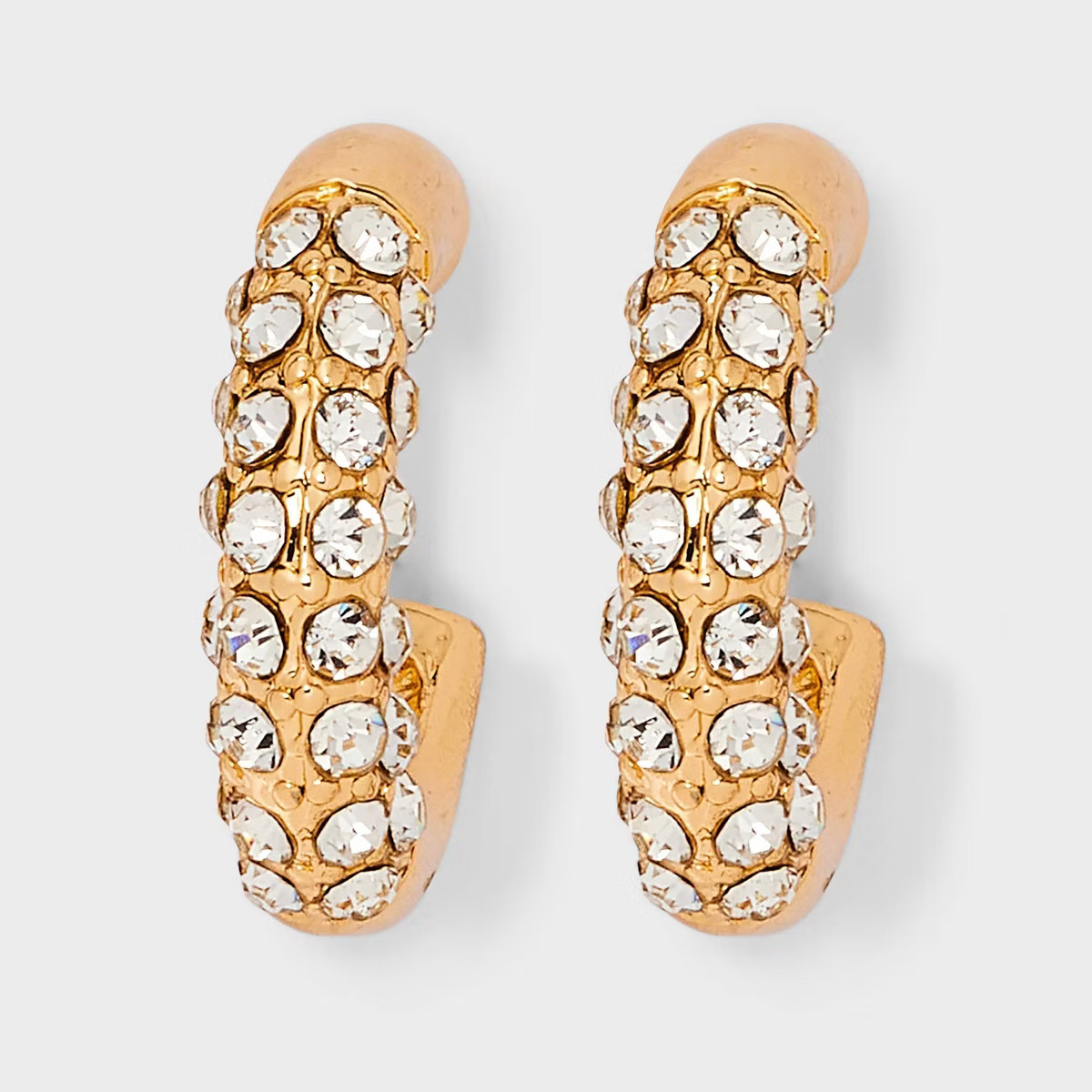 Mini Pave Hoop Earrings - A New Day™ Clear/Gold: Nickel-Free, Post Closure, 0.7" Length | Target