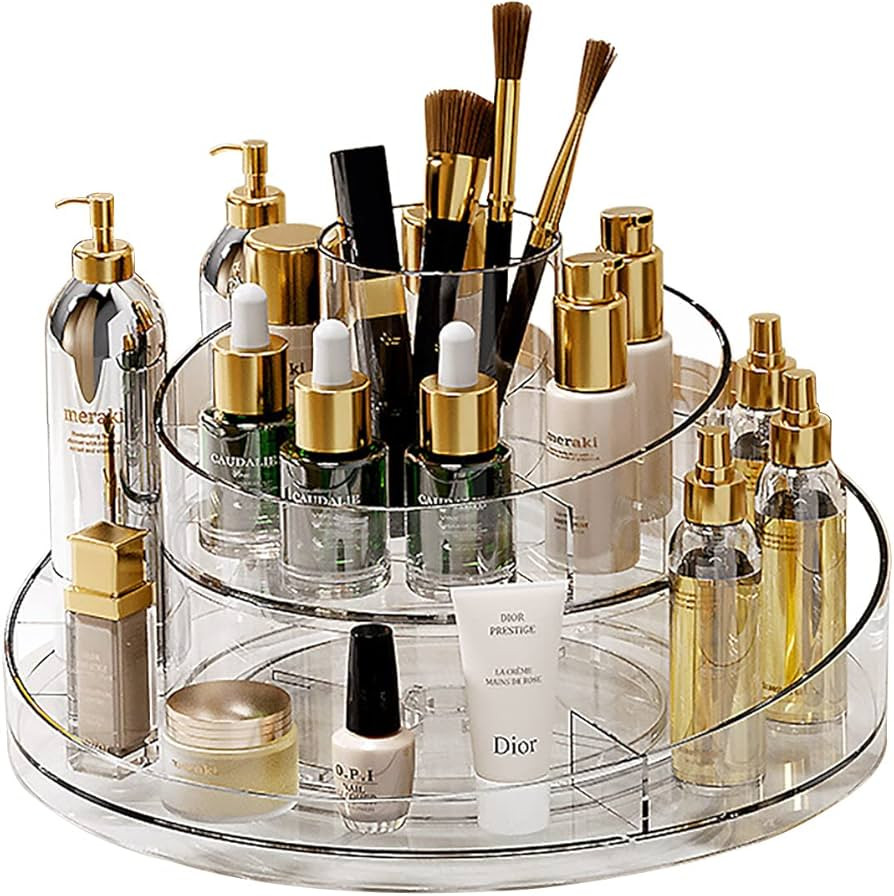 Taiuloo 360 Rotating Makeup Organizer, Lazy Susan Turntable Cosmetics Storage Tray, 2 Layers Roun... | Amazon (US)