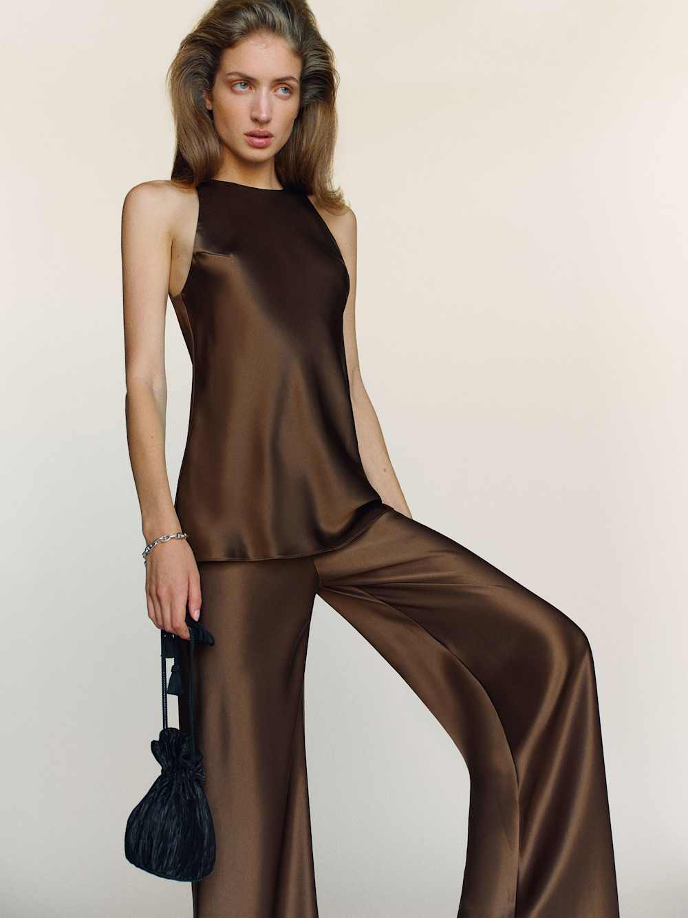 Gale Satin Mid Rise Bias Pant | Reformation (Global)