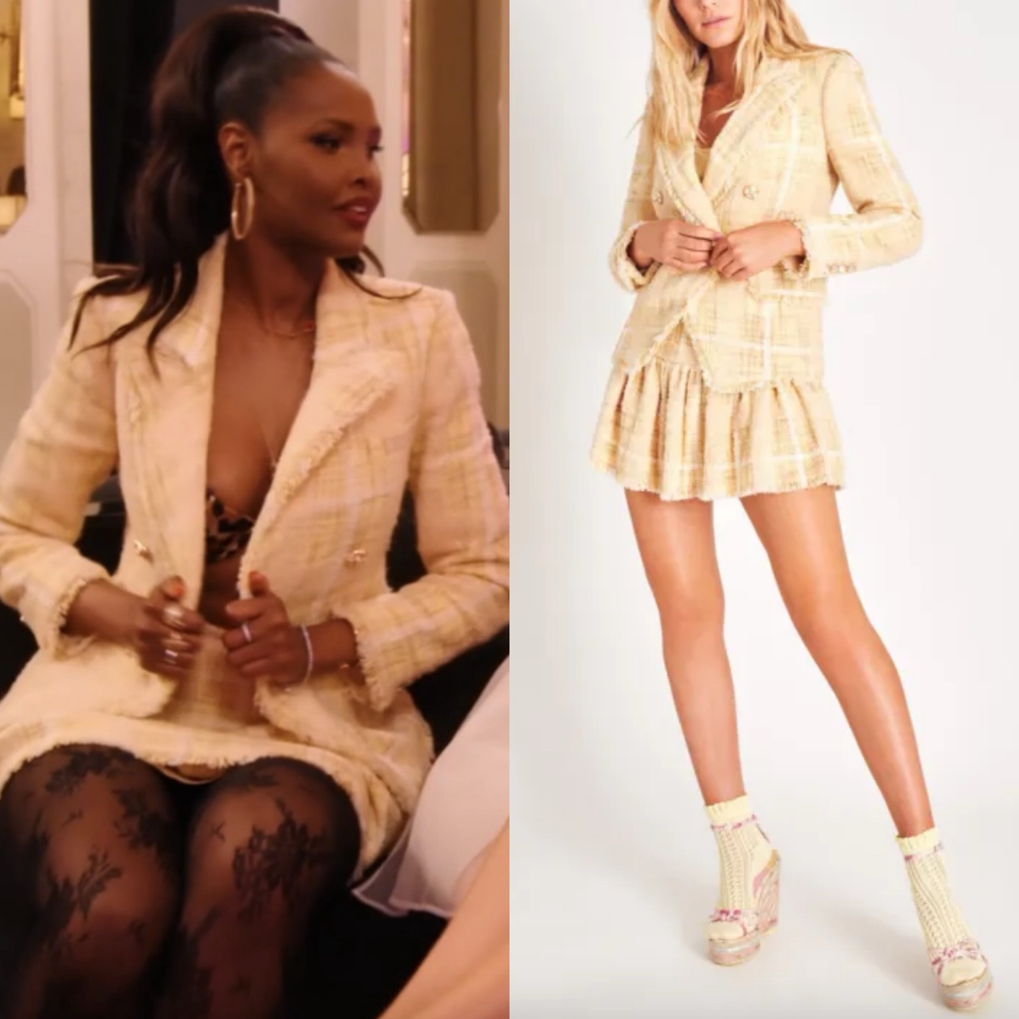 Ubah Hassan’s Yellow Tweed Blazer and Skirt