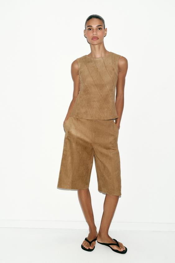 FAUX SUEDE LONG SHORTS | Zara US