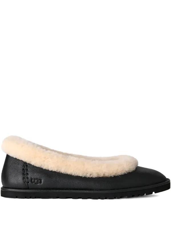 UGG Fur Trim Ballerina Shoes | Black | FARFETCH | Farfetch Global