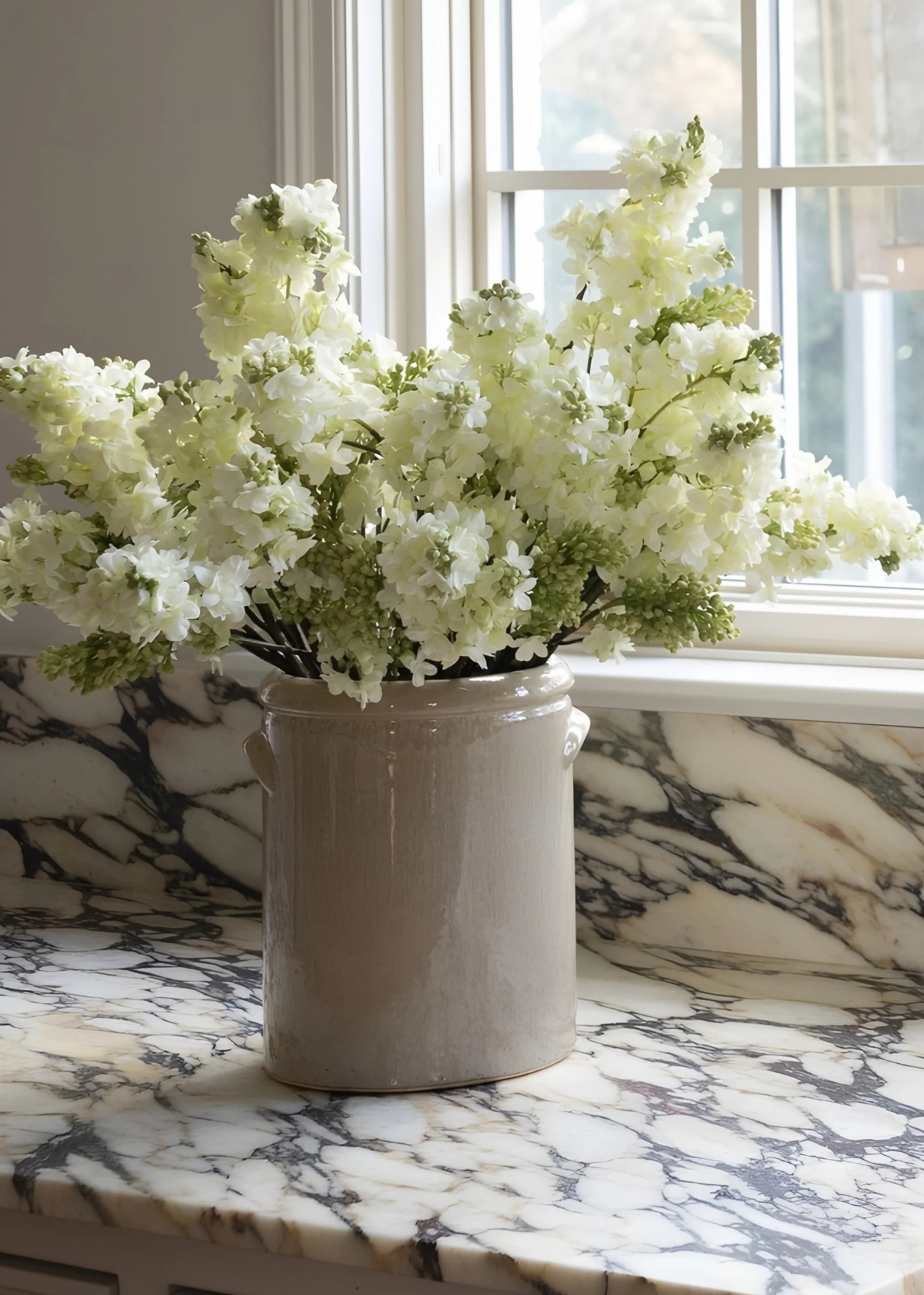 Beige Glossy Clay Flower Crock | Best Vases at Afloral.com | Afloral