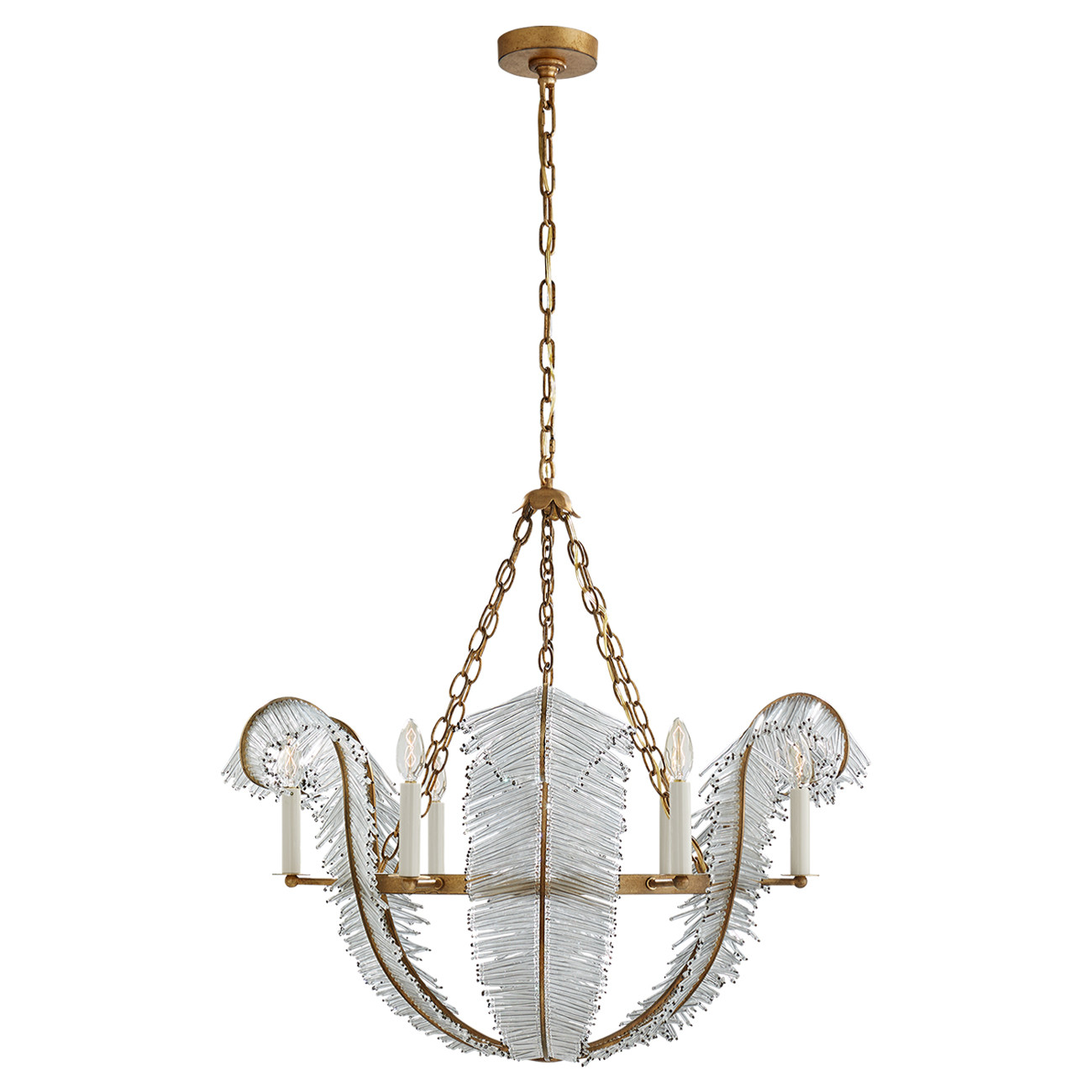 Visual Comfort Calais Hollywood Regency Gilded Iron Candle Style Chandelier | Kathy Kuo Home