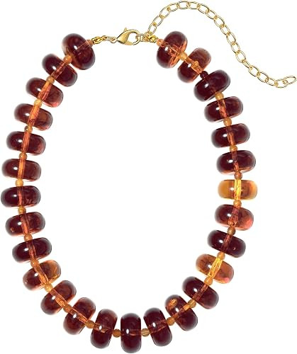 Chunky Beaded Necklace for Women, Resin Oversized Beaded Choker,Bold Statement Chain,Large Beads ... | Amazon (US)