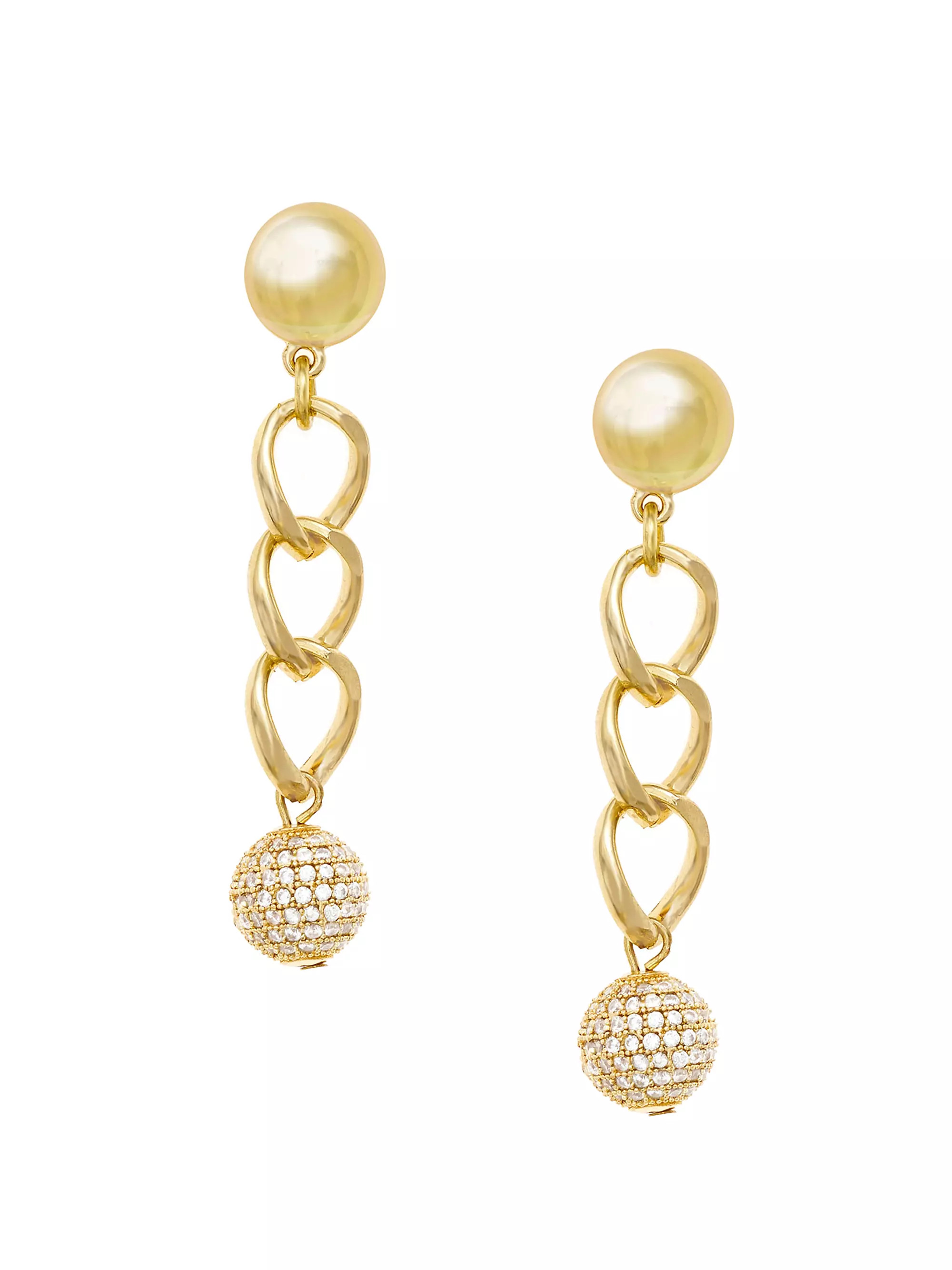 Chain Dangle Crystal Ball 18K Gold-Plated Earrings | Saks Fifth Avenue