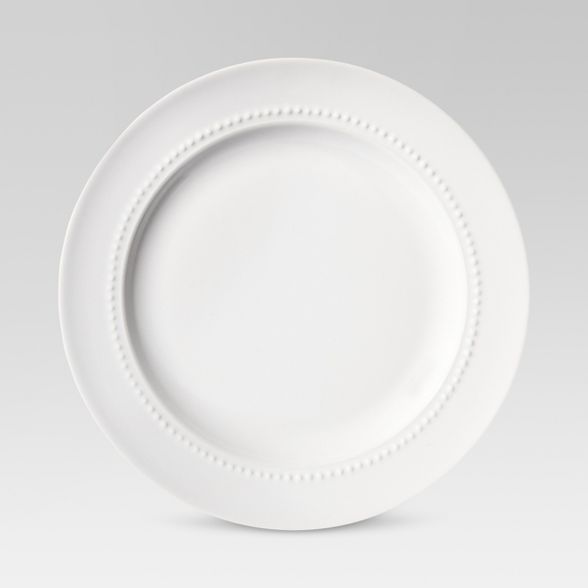 8.3" Porcelain Beaded Salad Plate White - Threshold™ | Target