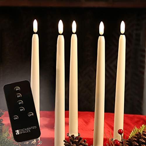 Set of 5 Flameless LED Ivory 10" Taper Candles Featuring Realistic Black Wick with Daily Timer Re... | Amazon (US)