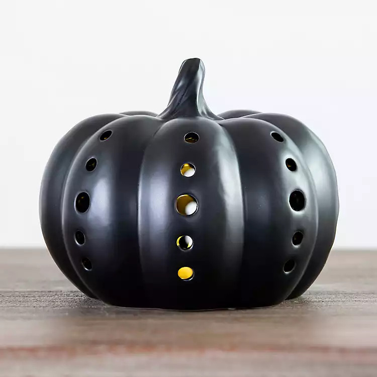 Black Dotted LED Pumpkin, 6 in. | Kirkland's Home