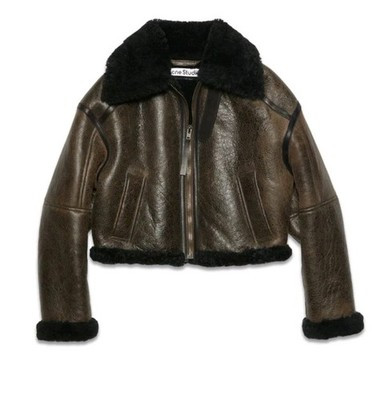 Acne Brown Leather Aviator Jacket Funnel Neck | eBay UK