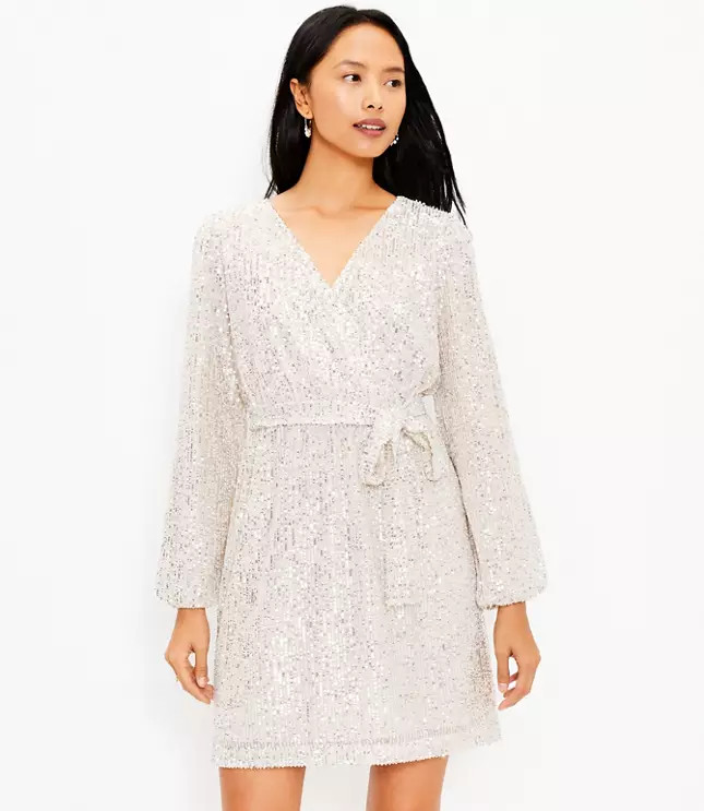 Sequin Wrap Dress | LOFT | LOFT