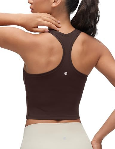 CRZ YOGA Butterluxe Crop Yoga Tank Tops for Women - Workout Athletic Casual Tight Scoop Neck Race... | Amazon (US)