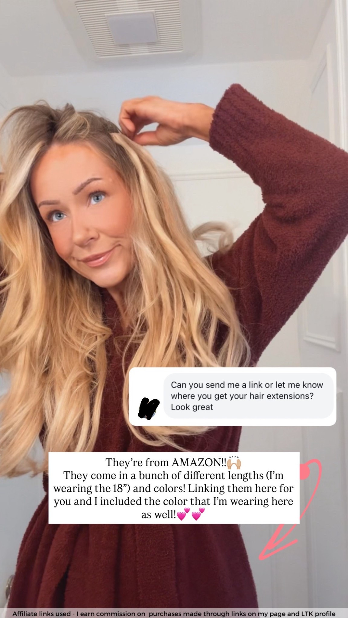 Amazon clip in hair extensions wearing the color “16/22 light blonde highlighted golden brown” in 18", I use 2 packs for extra volume 