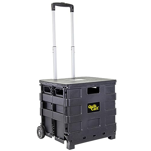 dbest products Quik Cart Sport Collapsible Rolling Crate on Wheels for Teachers Tote Basket 80 lbs Capacity, Made from Heavy Duty Plastic, Black, Compact | Amazon (US)