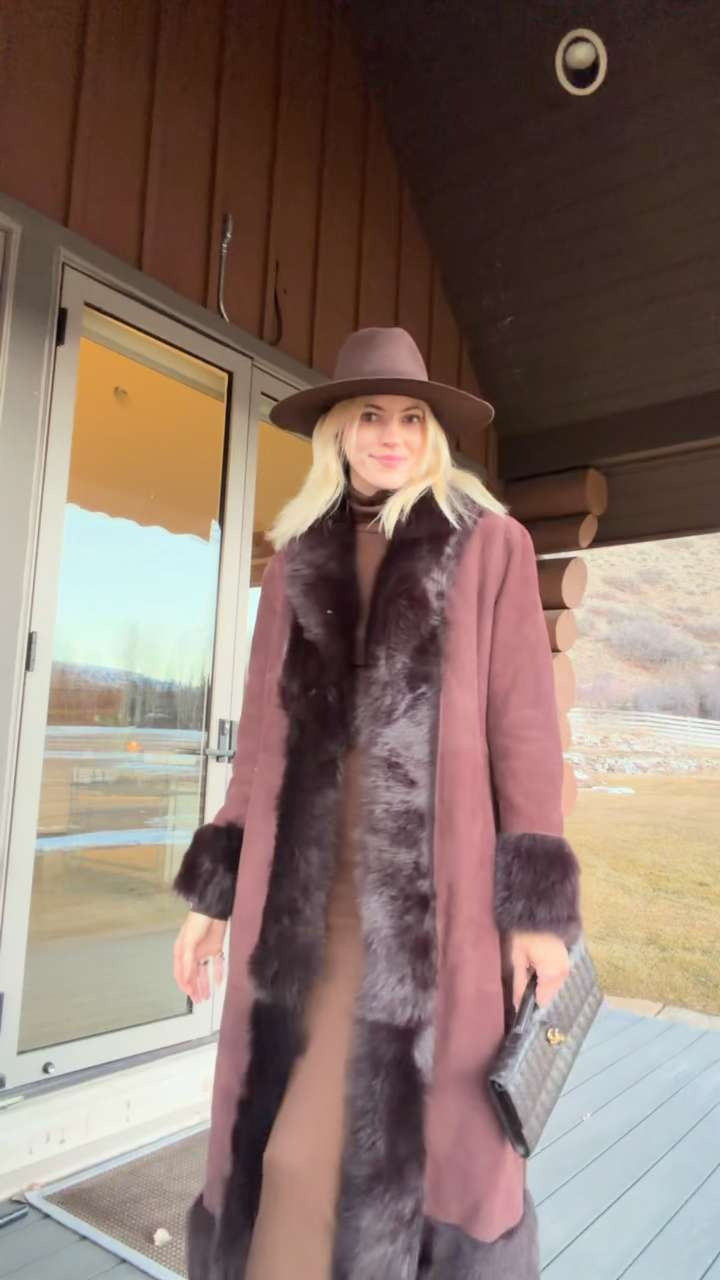 Night 1 in Aspen 🤎✨ Wearing an Eterne dress with a chocolate brown faux fur coat! 

 #LTKgrwm #LTKootd #LTKSeasonal