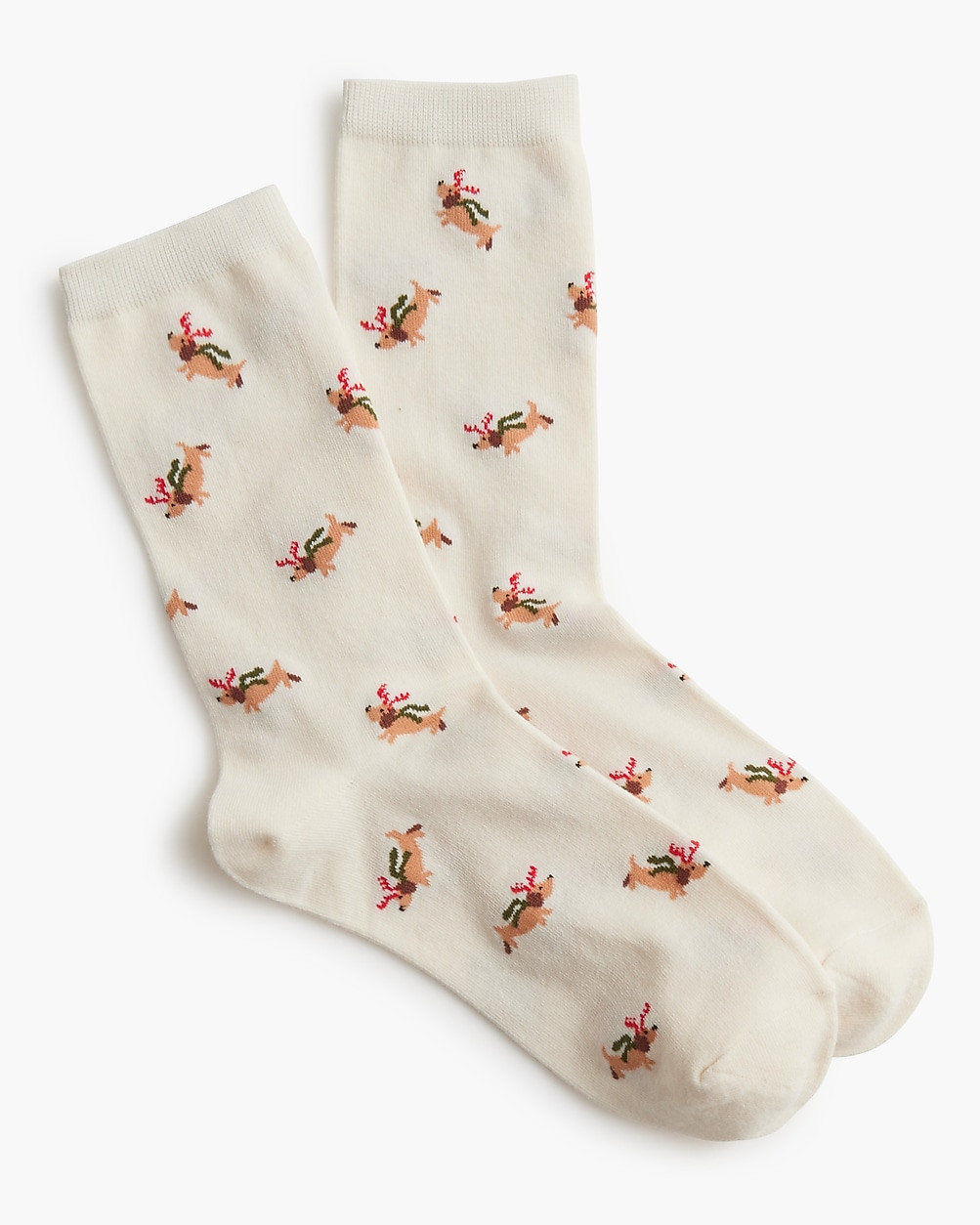 Dachshund wearing antlers trouser socks | J.Crew Factory