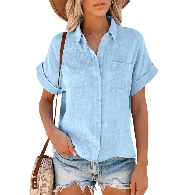 ZIZOCWA Chambray Shirt Fitted Dress Shirts For Women T-Shirt Womens Casual Ladies Long Tops Shirt... | Walmart (US)