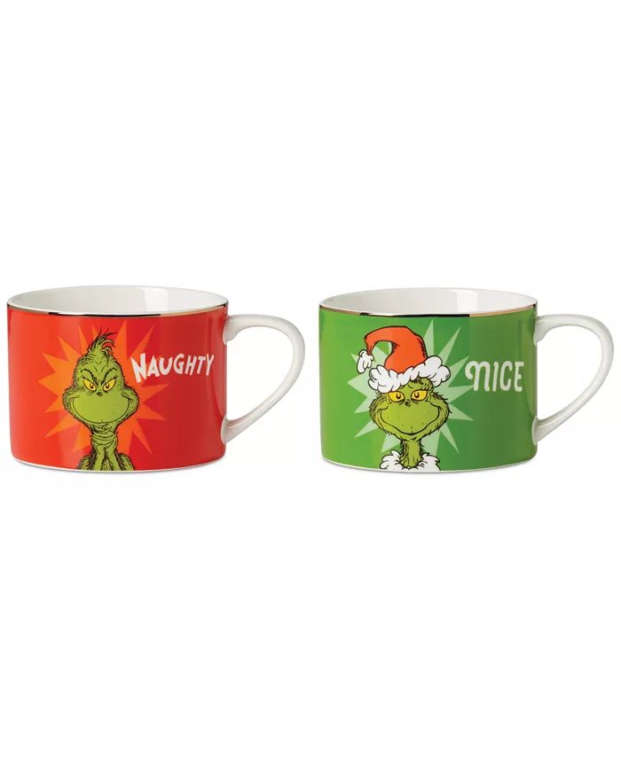 Lenox Grinchie Gifts Naughty & Nice 2-Pc. Mug Set - Macy's | Macy's