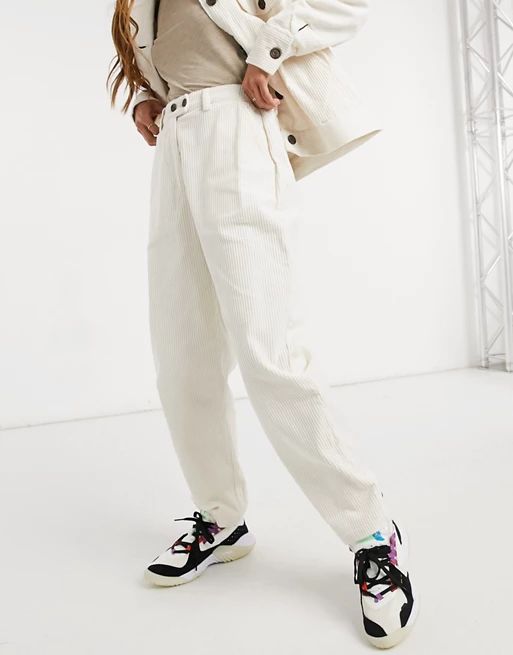 Native Youth relaxed pants in cream wide rib | ASOS (Global)