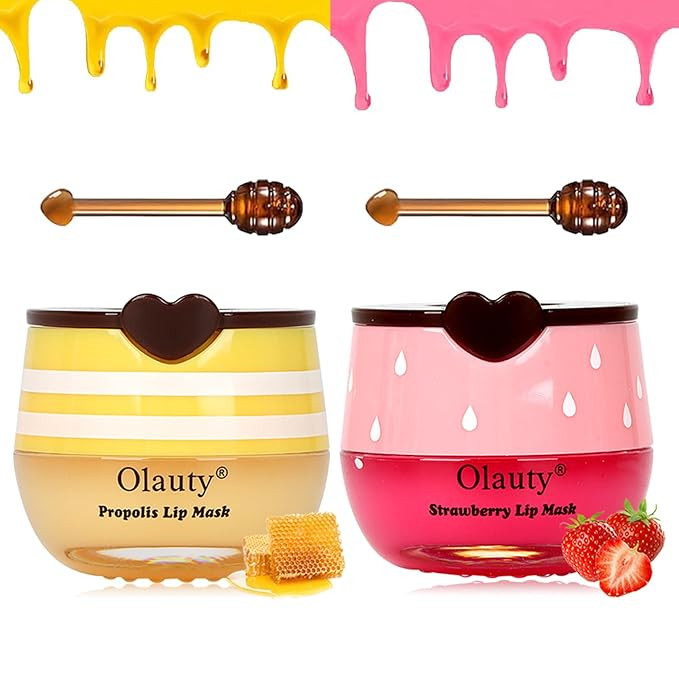 Bee Lip Balm Honey Pot, 2 PCS Strawberry & Honey Lip Masks Hydrating Prevention Dry and Cracked L... | Amazon (US)